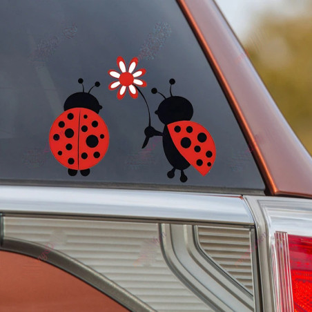Cute Ladybug in Love Sticker – Durable & Romantic Vinyl Decal