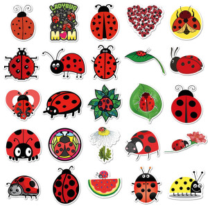 Cute Ladybug Sticker Pack (50 Pcs) | Waterproof Vinyl Decals
