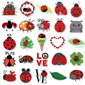 Cute Ladybug Sticker Pack (50 Pcs) | Waterproof Vinyl Decals