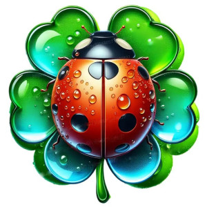 Vibrant Ladybug & Clover Sticker | Good Luck Decal Gift