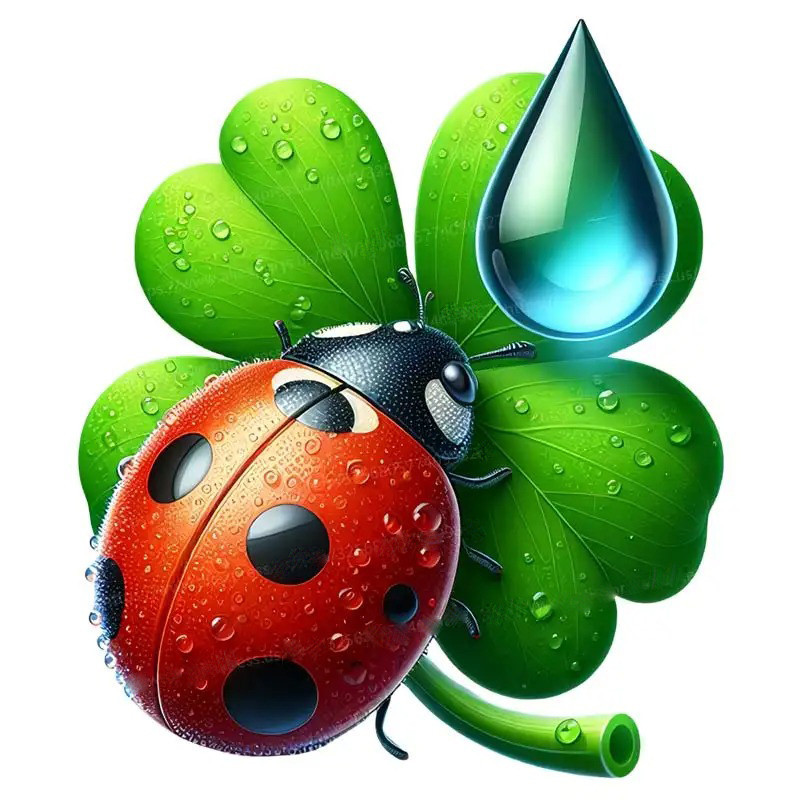 Cute Ladybug & Clover Sticker - Good Luck Charm Decal