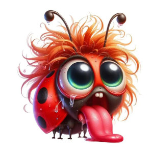 Funny Wacky Hair Ladybug Sticker | Cute Unique Decal Gift