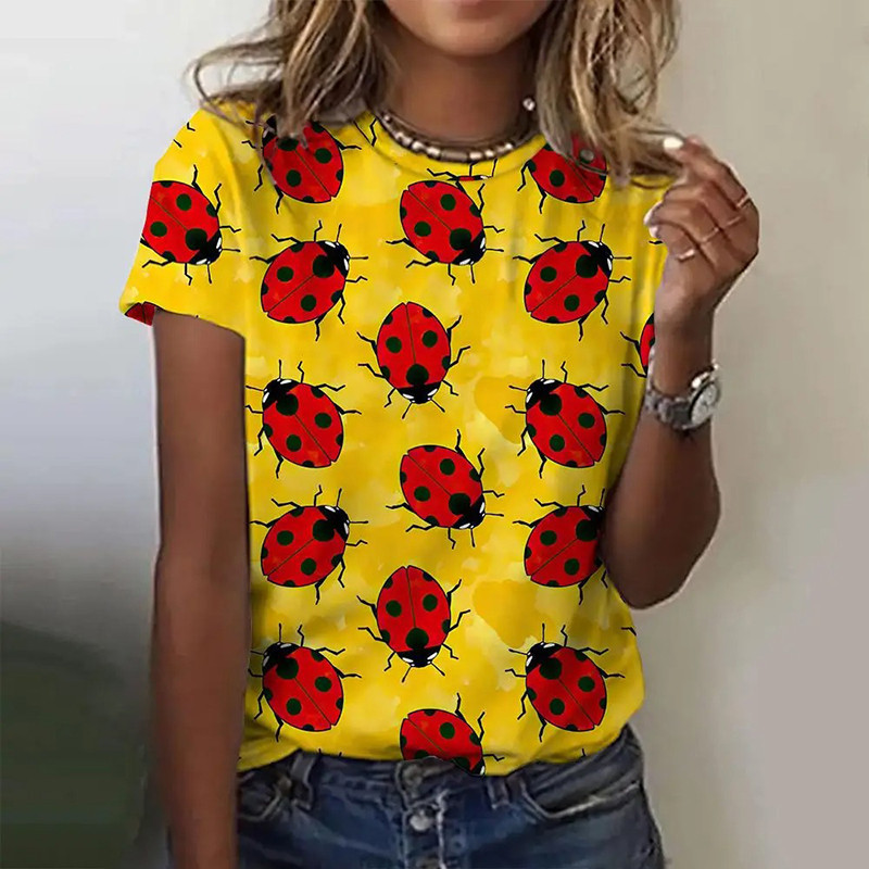 Cute Ladybug T-Shirt for Women | 'Spring Yellow' Graphic Tee