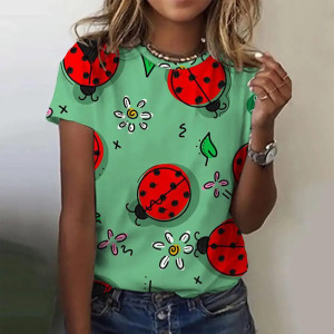 Cute Ladybug T-Shirt for Women | 100% Cotton Graphic Tee