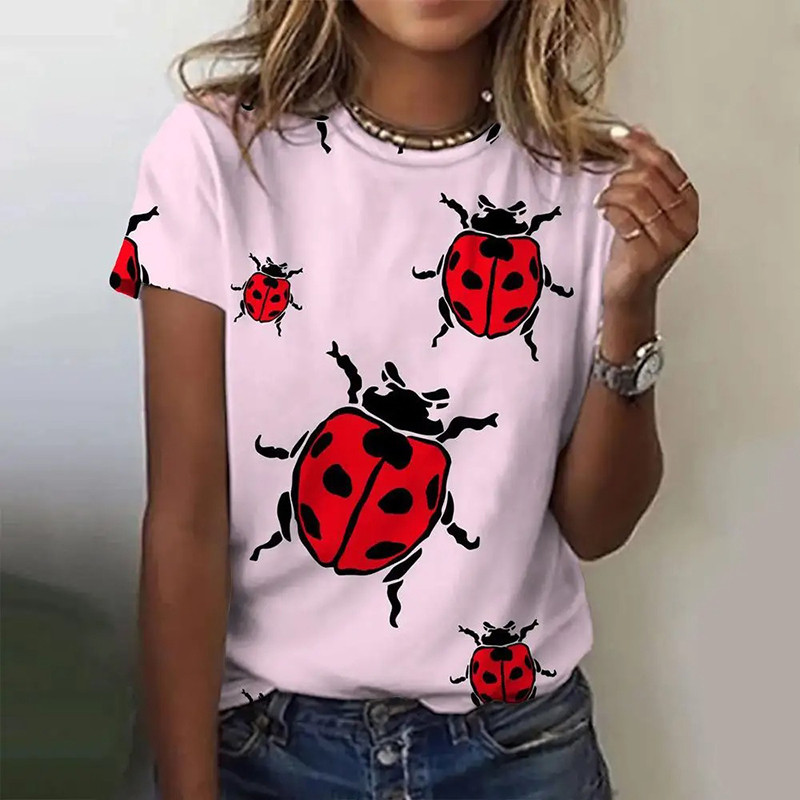 Women's Ladybug Tee 'Delicate Pink' | Cute Gift | 100% Cotton