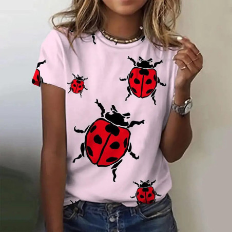 Women's Ladybug Tee 'Delicate Pink' | Cute Gift | 100% Cotton