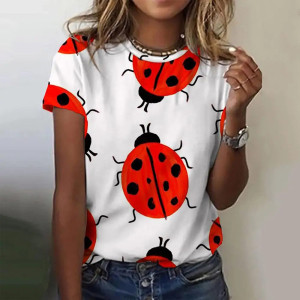 Cute Ladybug Graphic Tee for Women | 100% Cotton T-Shirt