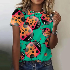 Cute Gradient Ladybug T-Shirt for Women | 100% Cotton Tee