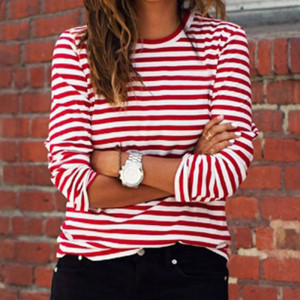 Cute Ladybug Nautical Stripe T-Shirt for Women | 1001bees