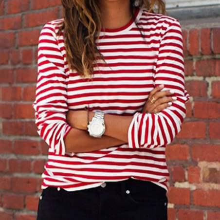 Cute Ladybug Nautical Stripe T-Shirt for Women | 1001bees