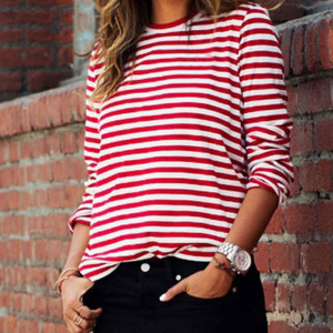 Cute Ladybug Nautical Stripe T-Shirt for Women | 1001bees