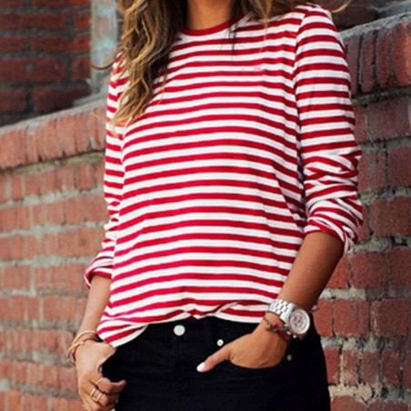 Cute Ladybug Nautical Stripe T-Shirt for Women | 1001bees