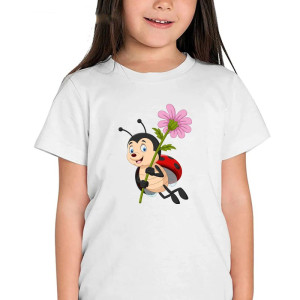 Ladybug T-Shirt for Girls | Cute 'Joyful Garden' Cotton Tee
