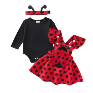 Cute Ladybug Outfit for Baby Girls | 3-Piece Cotton Set