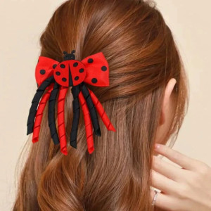 Cute Ladybug Ribbon Hair Clips