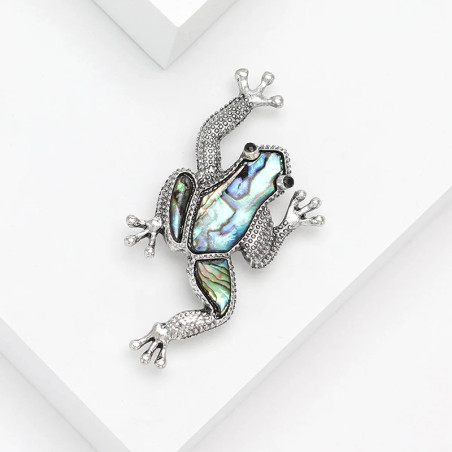 Abalone Shell Frog Brooch | Elegant & Symbolic Nature Jewelry