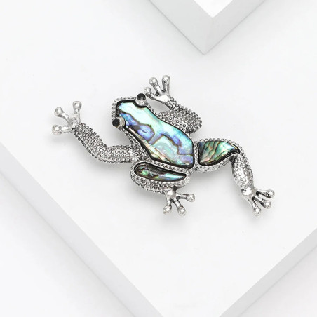 Abalone Shell Frog Brooch | Elegant & Symbolic Nature Jewelry