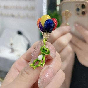 Cute Frog Balloon Pin | Unique Whimsical Jewelry Gift