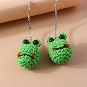 Cute Handmade Crochet Frog Earrings
