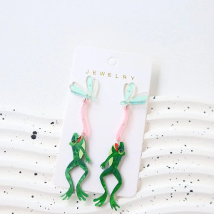 Leaping Frog Dangle Earrings