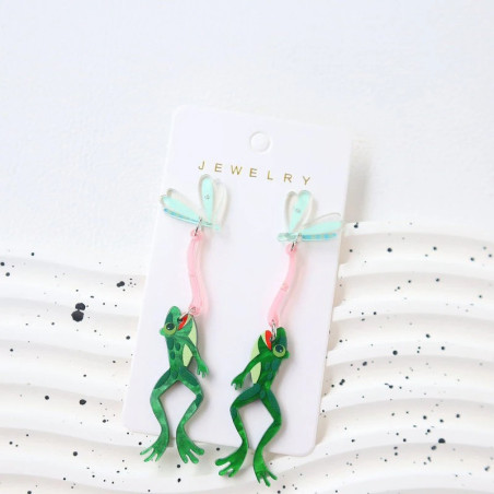 Leaping Frog Dangle Earrings
