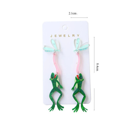 Cute Leaping Frog Dangle Earrings | Unique Acrylic Jewelry Gift