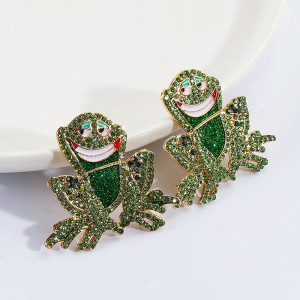 Cute Rhinestone Frog Stud Earrings