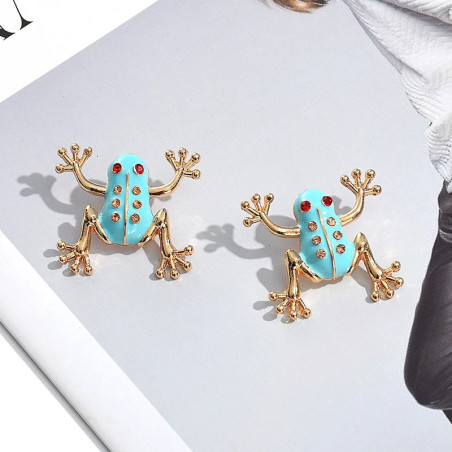 Cute Turquoise Crown Frog Earrings