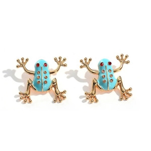 Turquoise Crown Frog Earrings - Cute & Unique Jewelry Gift
