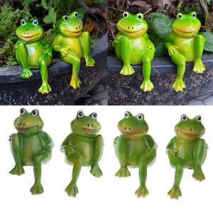 Cute Resin Frog Figurines for Garden Decor - Set of 2