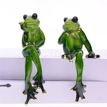 Cute "Bucolic Thought" Frog Figurine - Set of 2