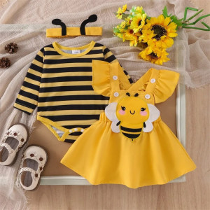 Cute Bee Costume Outfit for Baby Girls - 3-Piece Set