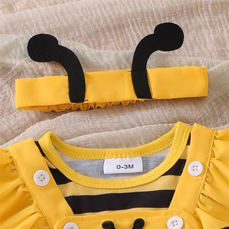 Cute Bee Costume for Baby Girl | Romper, Dress & Headband Set