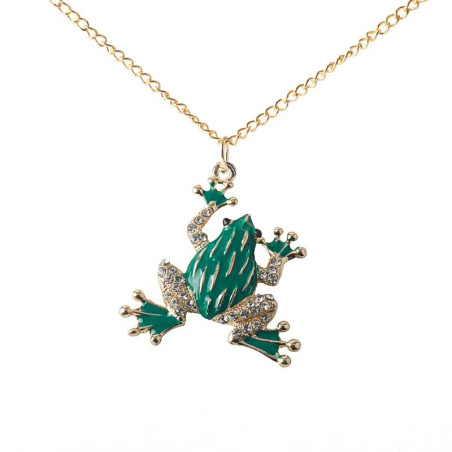Cute Frog Necklace with Crystals | Gold Frog Pendant Gift