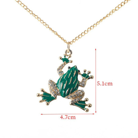 Cute Frog Necklace with Crystals | Gold Frog Pendant Gift