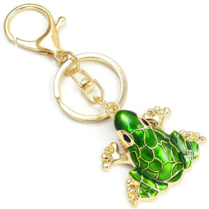 Cute Frog Keychain "Verdant Glow" - Gold or Silver Finish