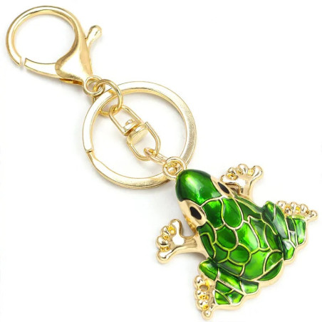 Cute Frog Keychain "Verdant Glow" - Gold or Silver Finish