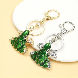 Cute Frog Keychain "Verdant Glow" - Gold & Silver Finish