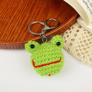 Smiling Frog Keychain – Cute Handmade Crochet Accessory Gift