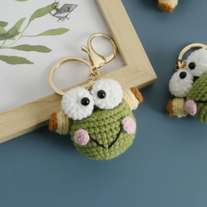Cute Rainbow Frog Crochet Keychain | Handmade Kawaii Gift