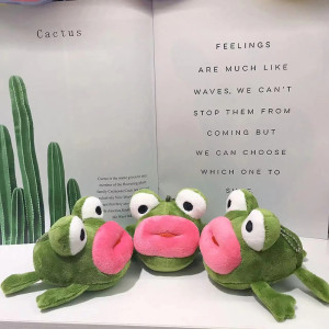 Cute 'Sweet Kiss' Frog Keychain – Funny Plush Charm Gift
