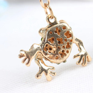 Emerald Frog Pendant | Cute Gold Nature Jewelry Gift for Women