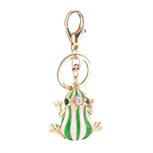Cute Royal Frog Keychain | Gold & Crystal Charm | Unique Gift