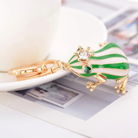 Cute Royal Frog Keychain | Gold & Crystal Charm | Unique Gift
