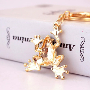 Gold & Emerald Frog Keychain | Cute Gift for Frog Lovers