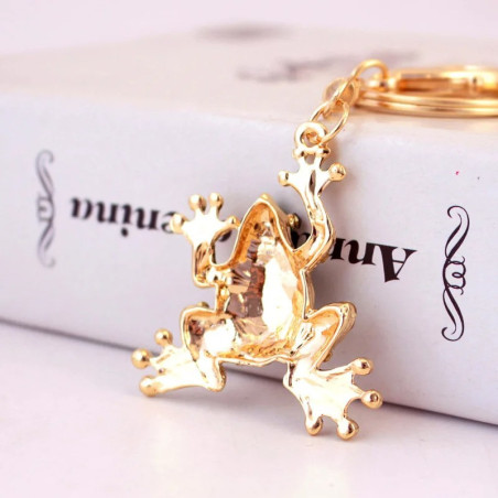 Gold & Emerald Frog Keychain | Cute Gift for Frog Lovers