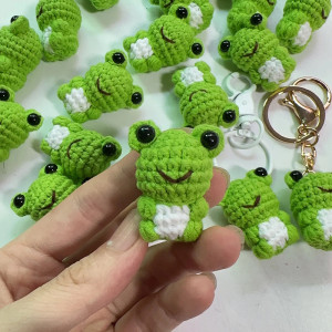 Crochet Frog Keychain | Cute Handmade Animal Keyring Gift