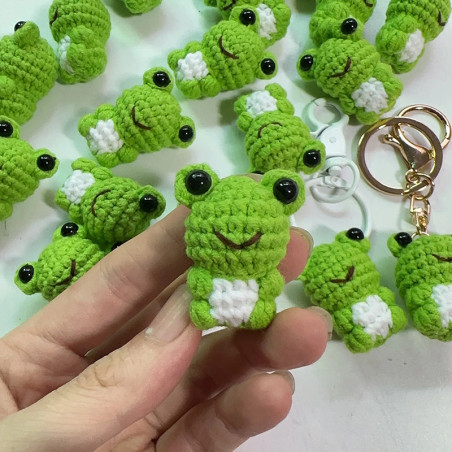 Crochet Frog Keychain | Cute Handmade Animal Keyring Gift