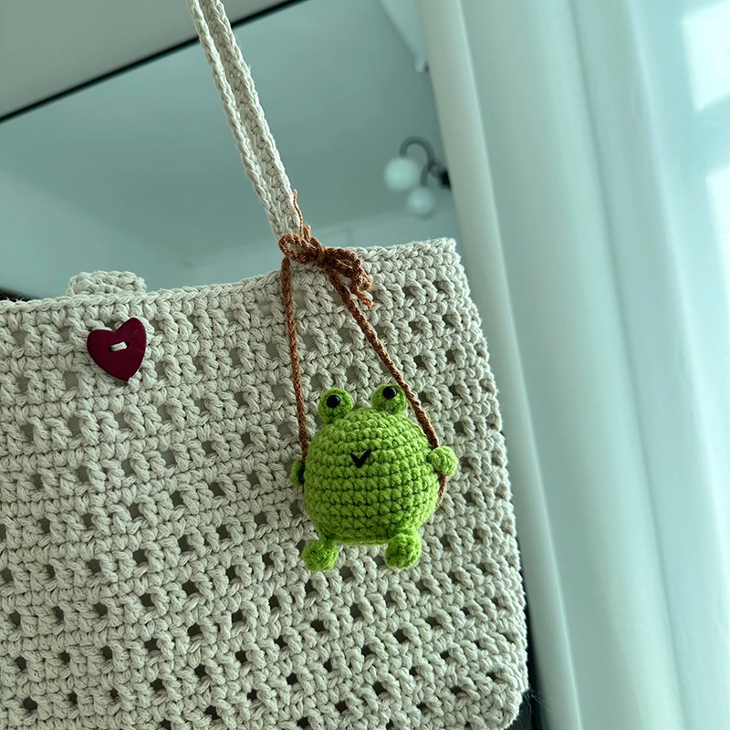 Swinging Frog Keychain | Handmade Crochet Cute Nature Gift
