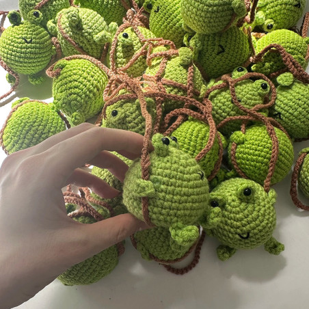 Swinging Frog Keychain | Handmade Crochet Cute Nature Gift